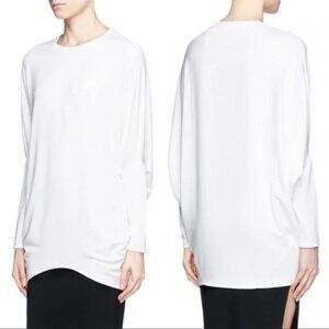 Helmut Lang Winter White Villous Drape Oversized Sweatshirt Size L NWT